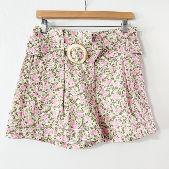 Sezane Rome Shorts Peonies Pink Green Floral Size 38 US 6 - Picture 4 of 9